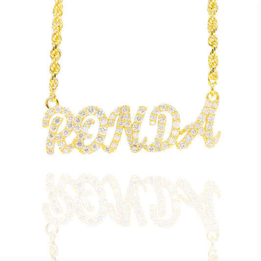 One Row Custom Diamond Nameplate Chain